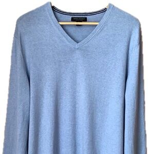 BANANA REPUBLIC Luxury Blend Light Blue V-Neck Silk Sweater Size XL